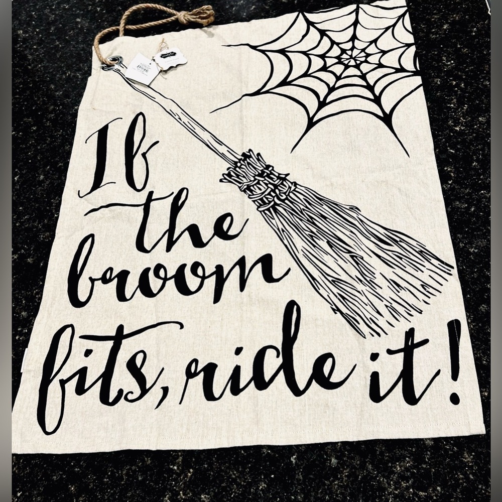 New with tags Large Witchy Haunted Halloween Kitchen Towel Decor by Mud Pie